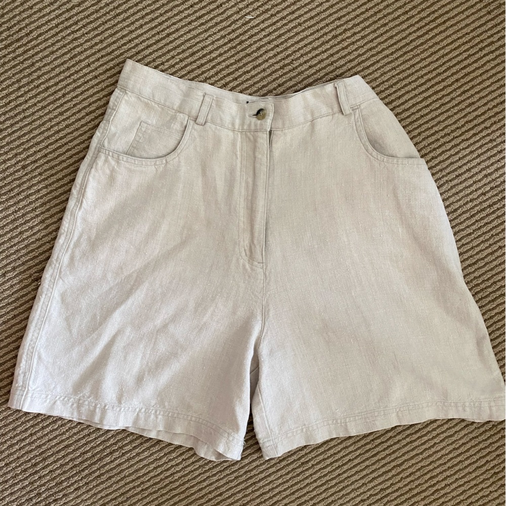 Vintage 100% linen Cream Shorts